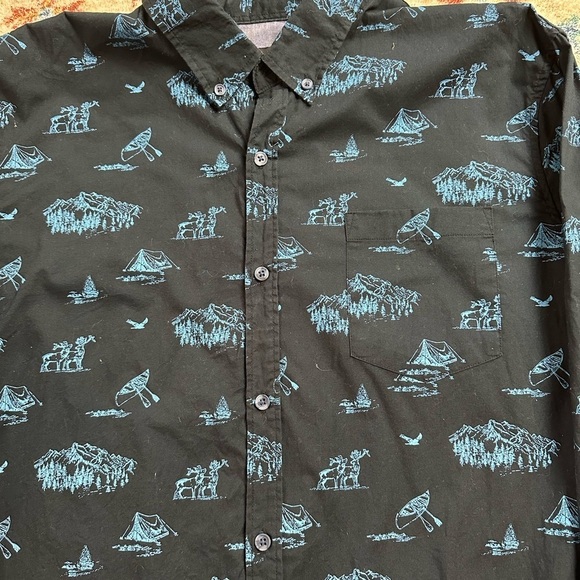Vintage Lee Camping All Over Print Button-up Shirt Size XL - Picture 4 of 5